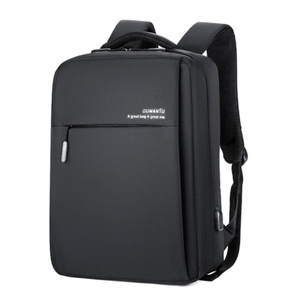 OUMANTU 9002A Business Laptopväska Herr Casual Ryggsäck med Extern USB-port Svart