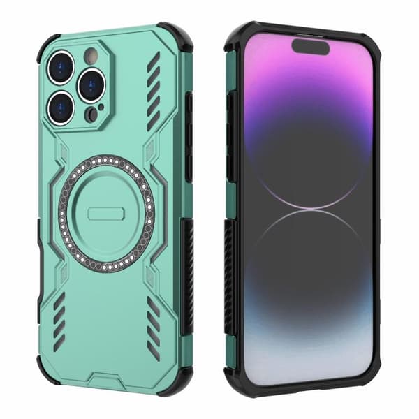 iPhone 16 Pro Butterfly Armor MagSafe Magnetisk Ring Stötsäker Skal Ljusgrön