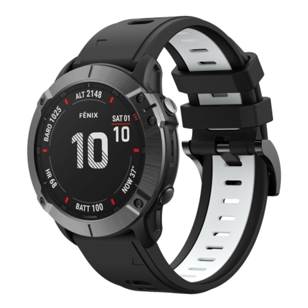 För Garmin Fenix ​​6X Pro 26 mm tvåfärgad watch i silikon Black-White