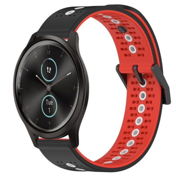 För Garmin Garminmove Style 20mm Tricolor Andningsbart watch Black-Red-White