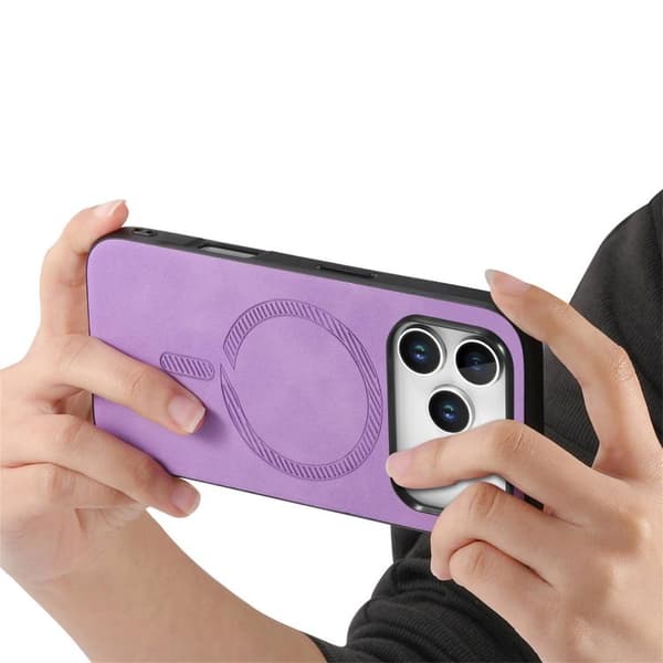 iPhone 18 Pro Max / iPhone 17 Pro Max Skal - Solid Color Retro Magsafe PU Purpur