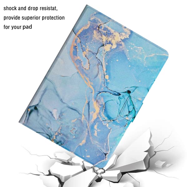 Samsung Galaxy Tab A8 Marble Mönster Smart Läderfodral Blå