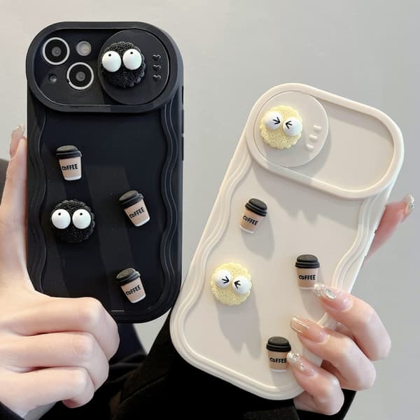 iPhone 16 Pro Max Briquettes Sliding Camshield 3D Kaffe TPU Skal Gul