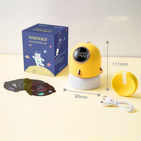TW-L47 Liten raket bärbar klocka LED projektionslampa (gul)