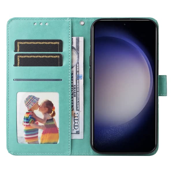 Samsung Galaxy S24+ Skal i Prägad Solros Läder Grön