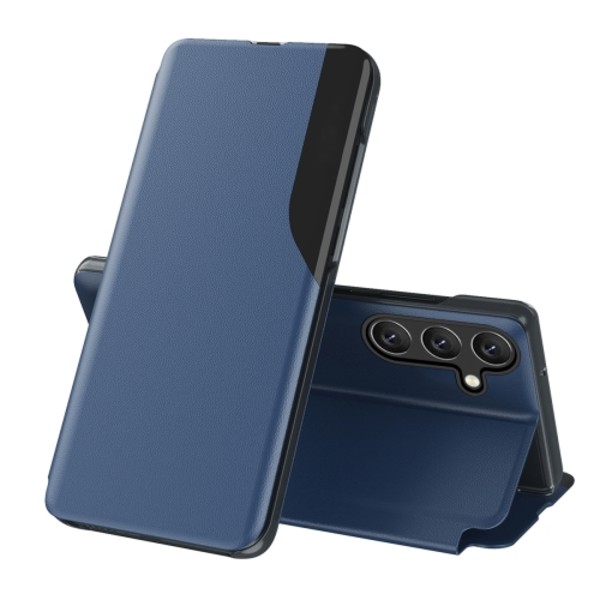 Samsung Galaxy S24+ 5G Skal i Läder med Flip Holder Safirblå