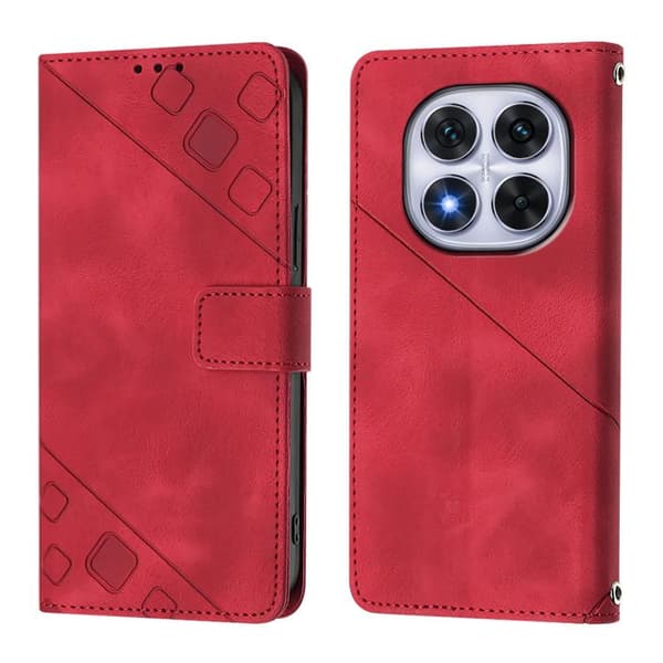 Redmi Note 14 Pro 4G - Skinnkänsla Prägling Läderfodral Röd