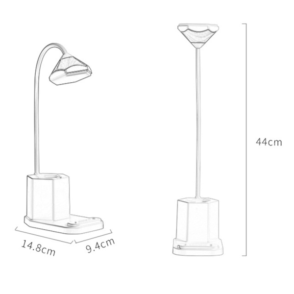 QB-1 Multifunktionell pennbordslampa USB Ögonskydd Lärande Sängbordsläsningsbordslampa (Vit)