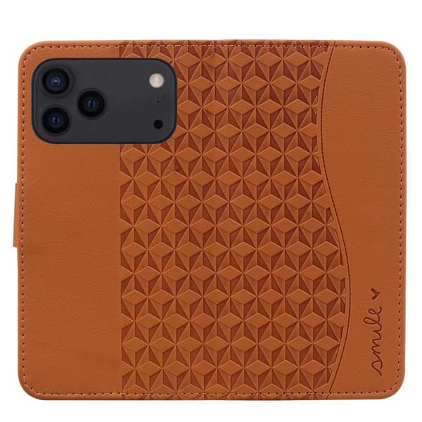 iPhone 18 Pro Max / iPhone 17 Pro Max Skal Läderfodral med Diamantspänne och Lanyard Brun