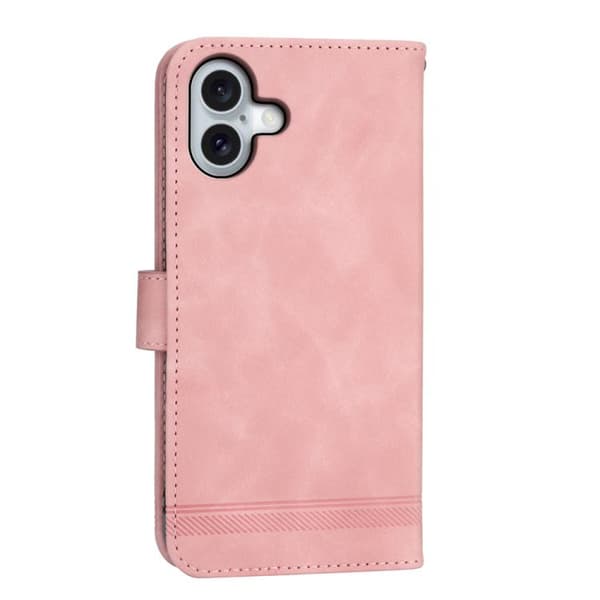 iPhone 17 Skal läderfodral Dierfeng Dream Line TPU Hybrid Rosa