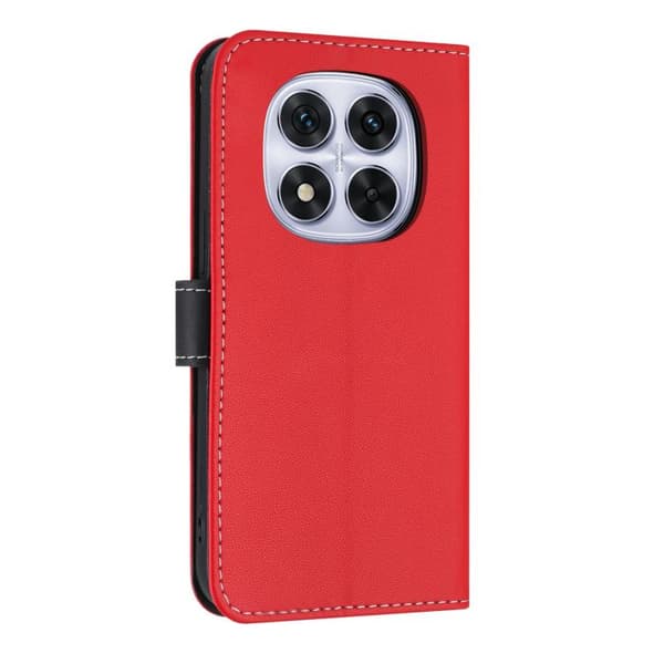 Redmi Note 14 Pro 5G / 14 Pro+, Metall Båge Läder fodral med Handrem Röd