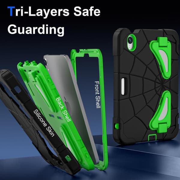 iPad mini 2024 / mini 6 Skal i Silikon + PC Stöttålig Skyddande Tablet Case Svartgrön