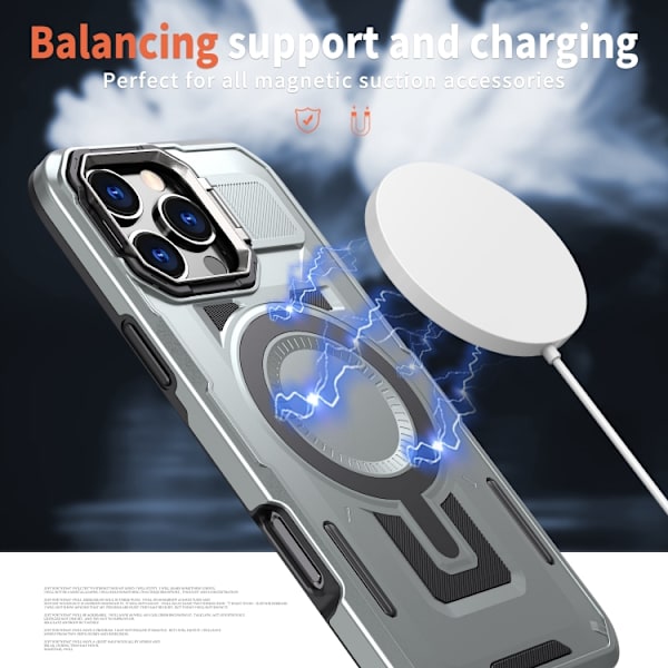 iPhone 16 Pro Max Skal med Shield Hollow Frame och MagSafe Grå