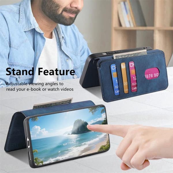 Samsung Galaxy S26 5G Skal - Neo MagSafe RFID Antitheft Retro Läder Fodral Blå