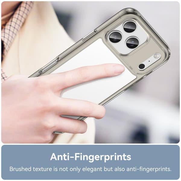 iPhone 18 Pro Max / iPhone 17 Pro Max Skal - Färgglad Serie av Akryl + TPU Transparent grå