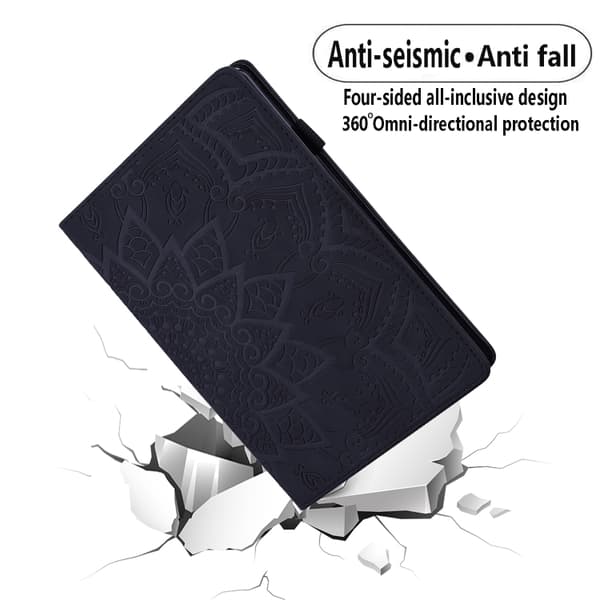Samsung Galaxy Tab S9 FE Prägad Läderfodral Svart