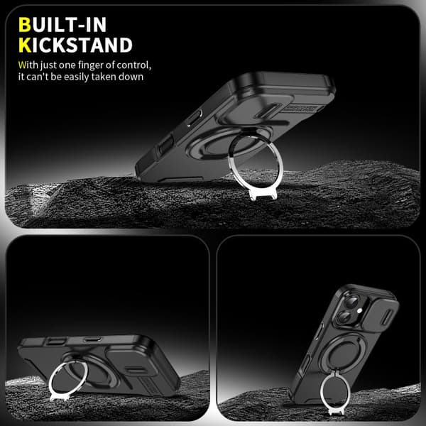 iPhone 17 Skal med Sliding Camshield Ring Holder Svart
