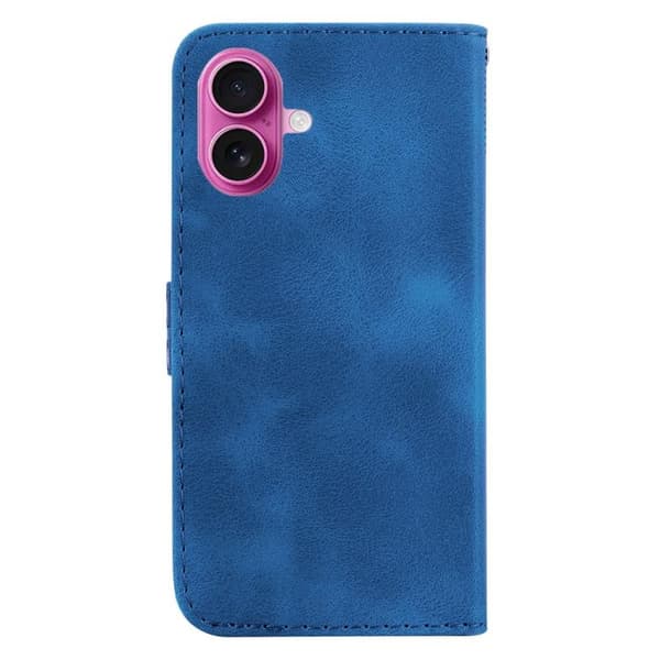 iPhone 17 Skal läderfodral med sju-formad präglad design Blå