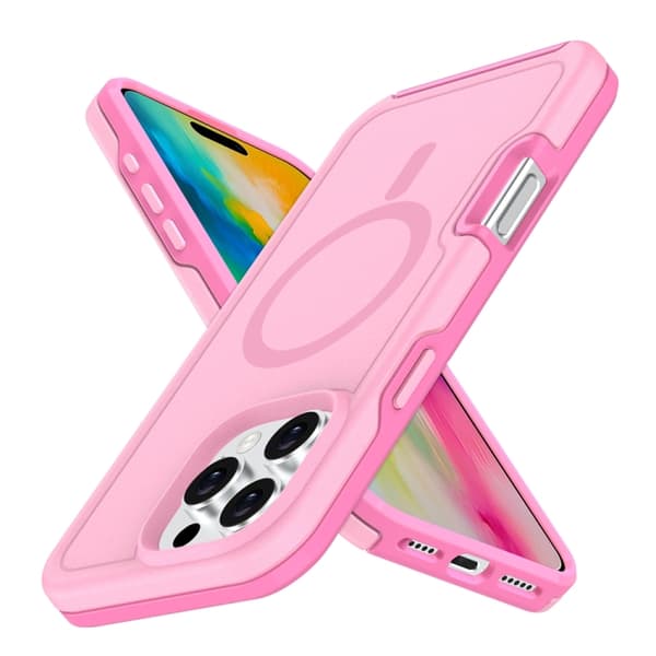 iPhone 16 Pro Max Shockproof MagSafe Armor PC Hybrid TPU Skal Lila Rosa