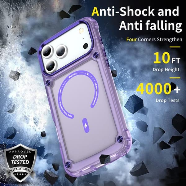 iPhone 18 Pro Max / iPhone 17 Pro Max Skal - TPU + PC med MagSafe Magnetisk Genomskinlig lila