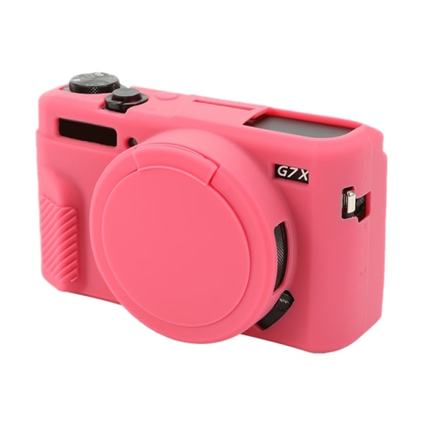 Mjukt silikonfodral med objektivskydd för Canon PowerShot G7 X Mark II / G7X2 Persika röd