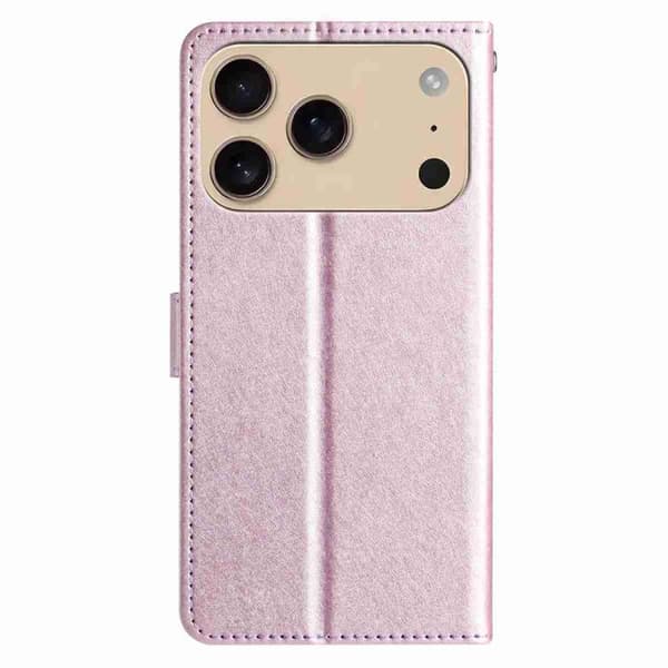 iPhone 18 Pro Max / iPhone 17 Pro Max Skal läderfodral med silkeslen textur och horisontell flip Rosrosa