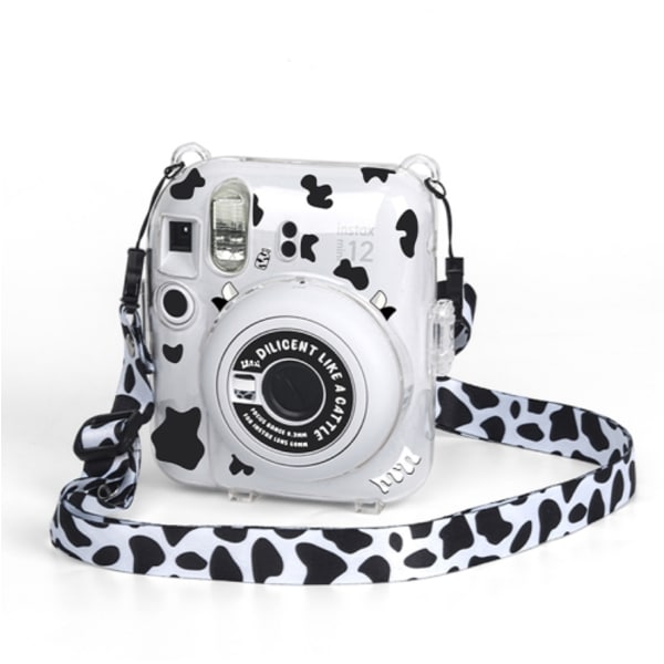 För FUJIFILM instax mini 12 Kristallhård Akryl Kameraväska med Axelrem DIY Mjölkko
