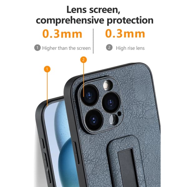 iPhone 16 Pro Fodral PU-läder med Push-pull Bracket och Stötsäker Design - Skal för iPhone 16 Pro Grön