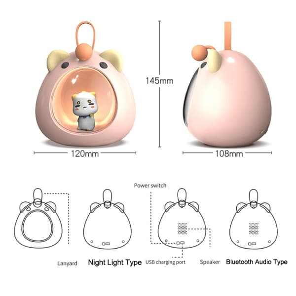 USB Bluetooth Audio Sovrum Atmosfär Cartoon Nattlampa - Bluetooth Typ (Cherry Rosa)