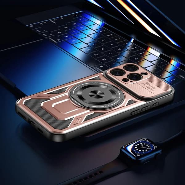 iPhone 16 Pro Max Armor Rotating MagSafe Skal Roséguld