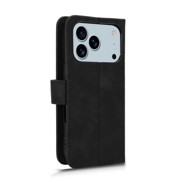 iPhone 18 Pro Max / iPhone 17 Pro Max Skal läderfodral med magnetisk flip Svart