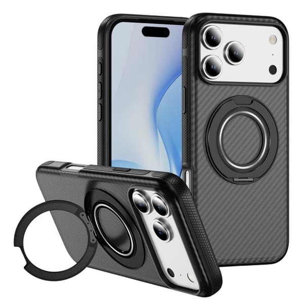 iPhone 17 Pro Skal - Kolfiber med MagSafe C-Typ Ljusgrå + Svart