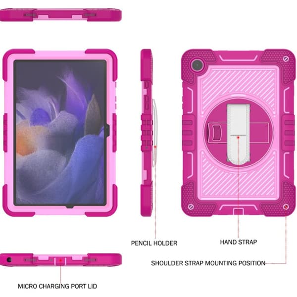 Samsung Galaxy Tab A9+ / A11+ 360° Rotationsskydd i silikon Rosaröd + Rosa