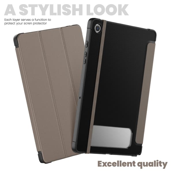 Samsung Galaxy Tab A9+ / A11+ Carbon Fiber Läderfodral Brun