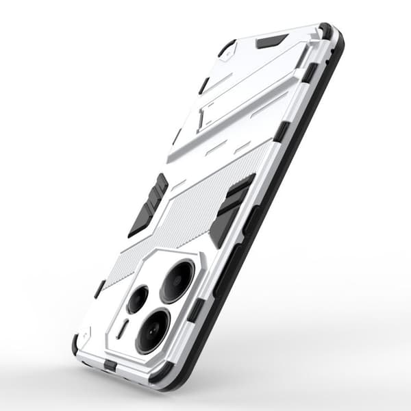 Redmi Note 14 4G - Punk Armor 2 i 1 PC + TPU Mobilskal med Ställ, Vit
