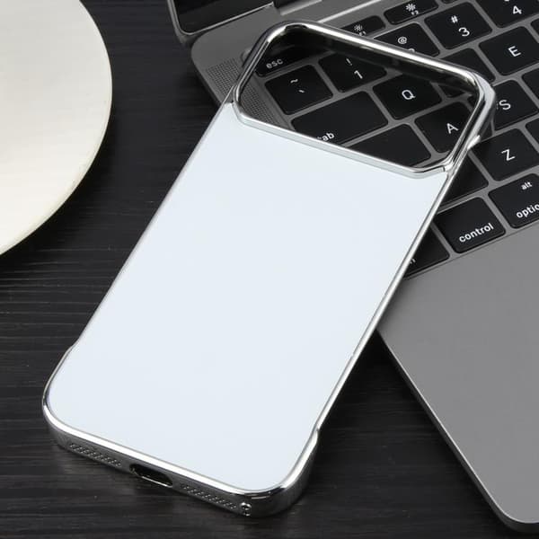 iPhone 18 Pro Max / iPhone 17 Pro Max Skal - elektropläterad, ramfri, frostad och anti-reflex PC med MagSafe Silvervit
