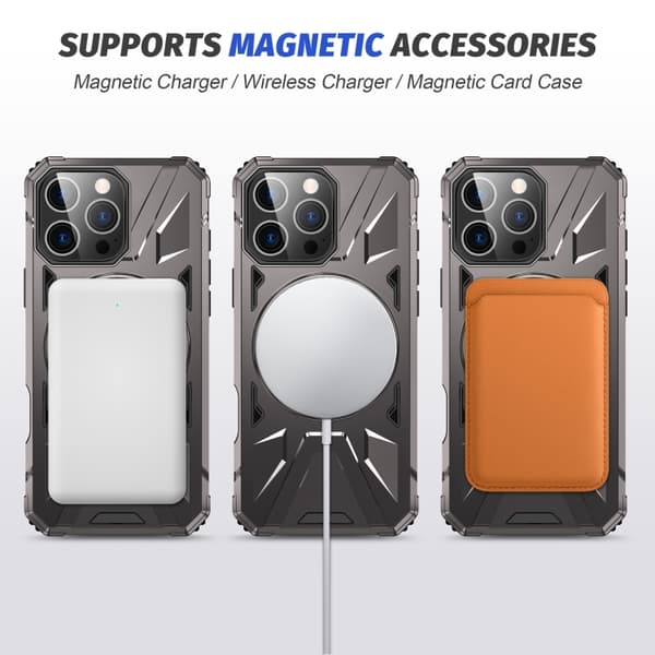 iPhone 16 Pro Max MagSafe Magnetisk Stötsäker Skal med Ringhållare Mörkgrå