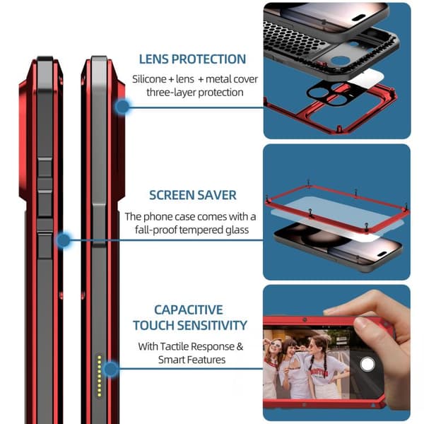 iPhone 18 Pro Max / iPhone 17 Pro Max Skal - RedPepper - Trippelskyddad Metall Röd