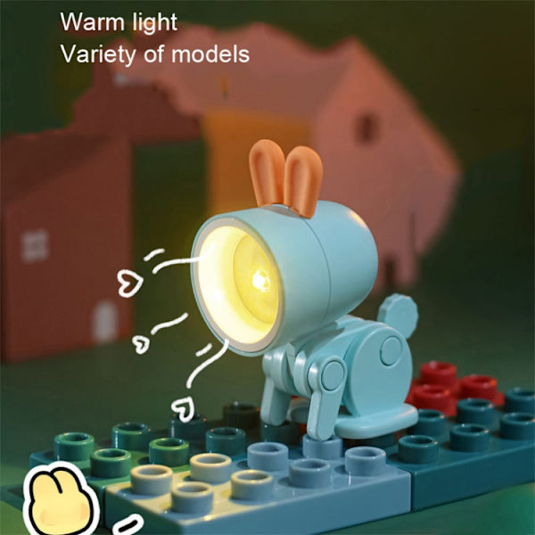 Mini bordslampa skrivbord DIY prydnader hopfällbar nattlampa (kanin vit)