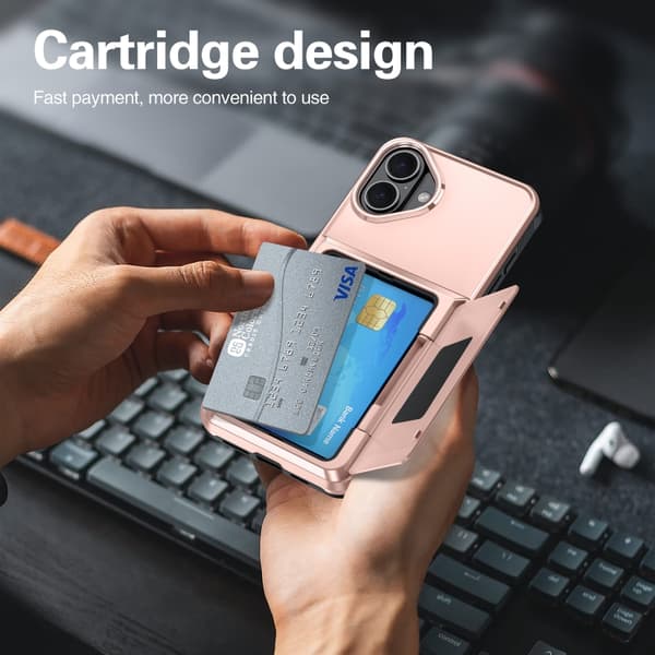 iPhone 16 Pro Max Skal med Kortfack - Elegant och Praktisk Design Blå