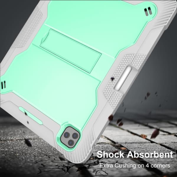 iPad Pro 12.9 (2022/2021/2020/2018) Shockproof Skal i Silikon + PC Mintgrön och grå