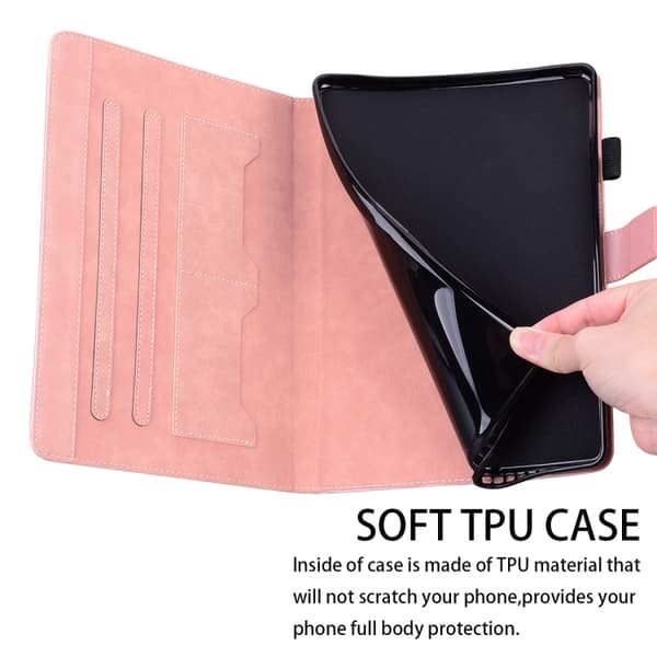 Samsung Galaxy Tab S6 Lite Cartoon Läderfodral Roséguld