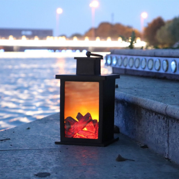Utomhus LED-bordslampor Artificiell spis Ljusstake Kol Flamma Retro Dekoration (Varm Ljus)