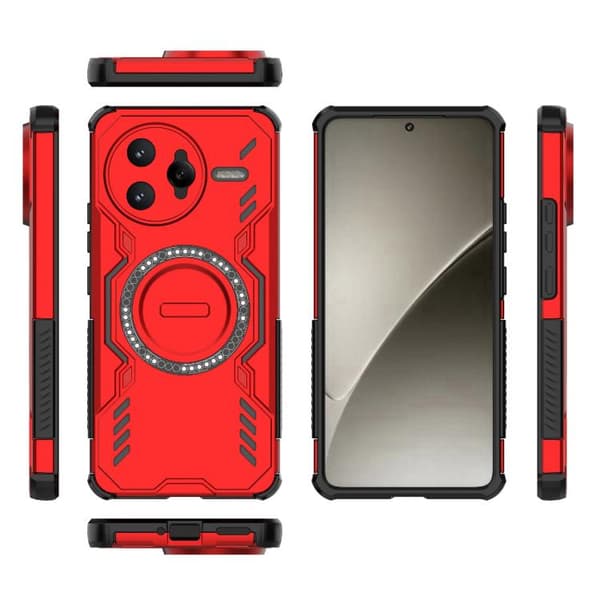 Redmi K80 Pro 5G - Butterfly Armor MagSafe Magnetisk Ring Stötsäker Mobilskal Röd
