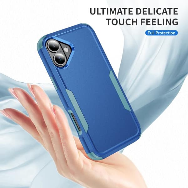 iPhone 17 Skal - TPU + PC, Stötabsorberande Kungsblå + Grågrön