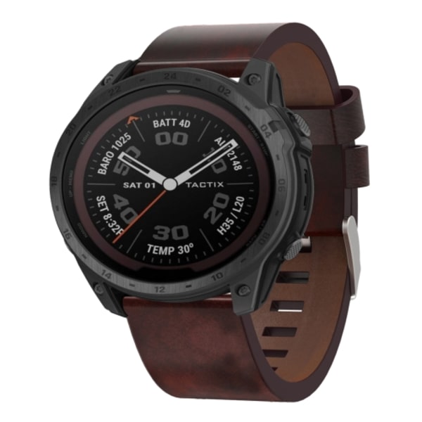 För Garmin Tactix 7Pro 26mm läder stålspänne watch Brown