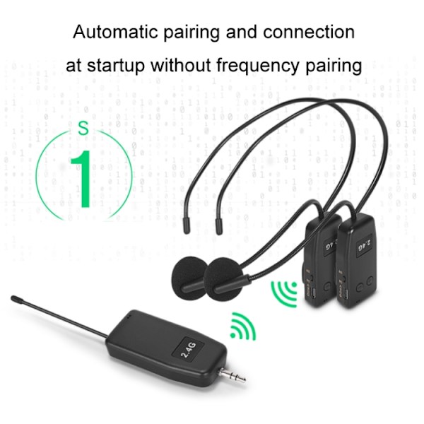 One For Two UHF Trådlös Headset Mikrofon Lavalier Headset Förstärkare