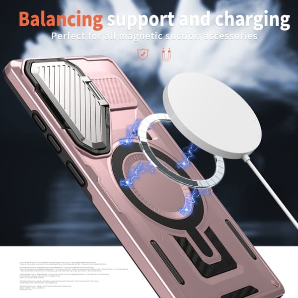 Samsung Galaxy S25 5G Skal med Shield Frame och MagSafe Roséguld