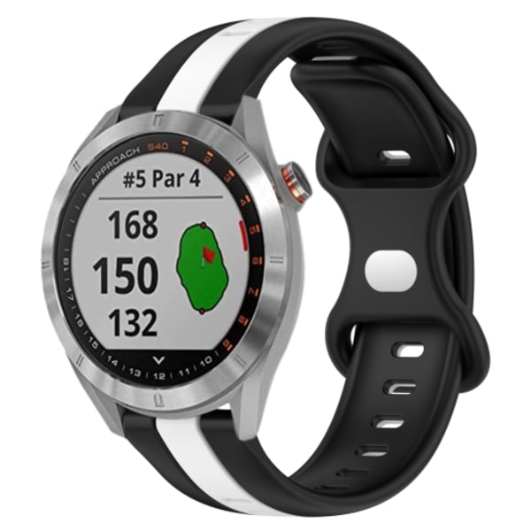 För Garmin Approach S40 20 mm Butterfly Spänne Tvåfärgad watch Black-White