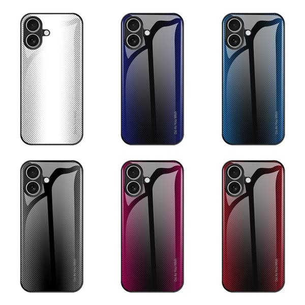 iPhone 17 Skal - Texturerad Gradientglas TPU Mörkblå